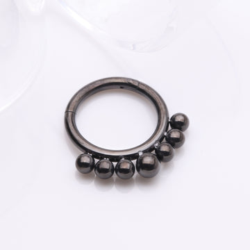 Detail View 1 of Implant Grade Titanium Blackline Bali Beads Clicker Hoop Ring